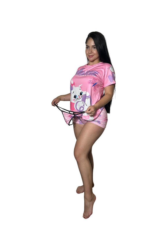 LM PAJAMA 4 PIECE OVERSIZE T-SHIRT SHORTS