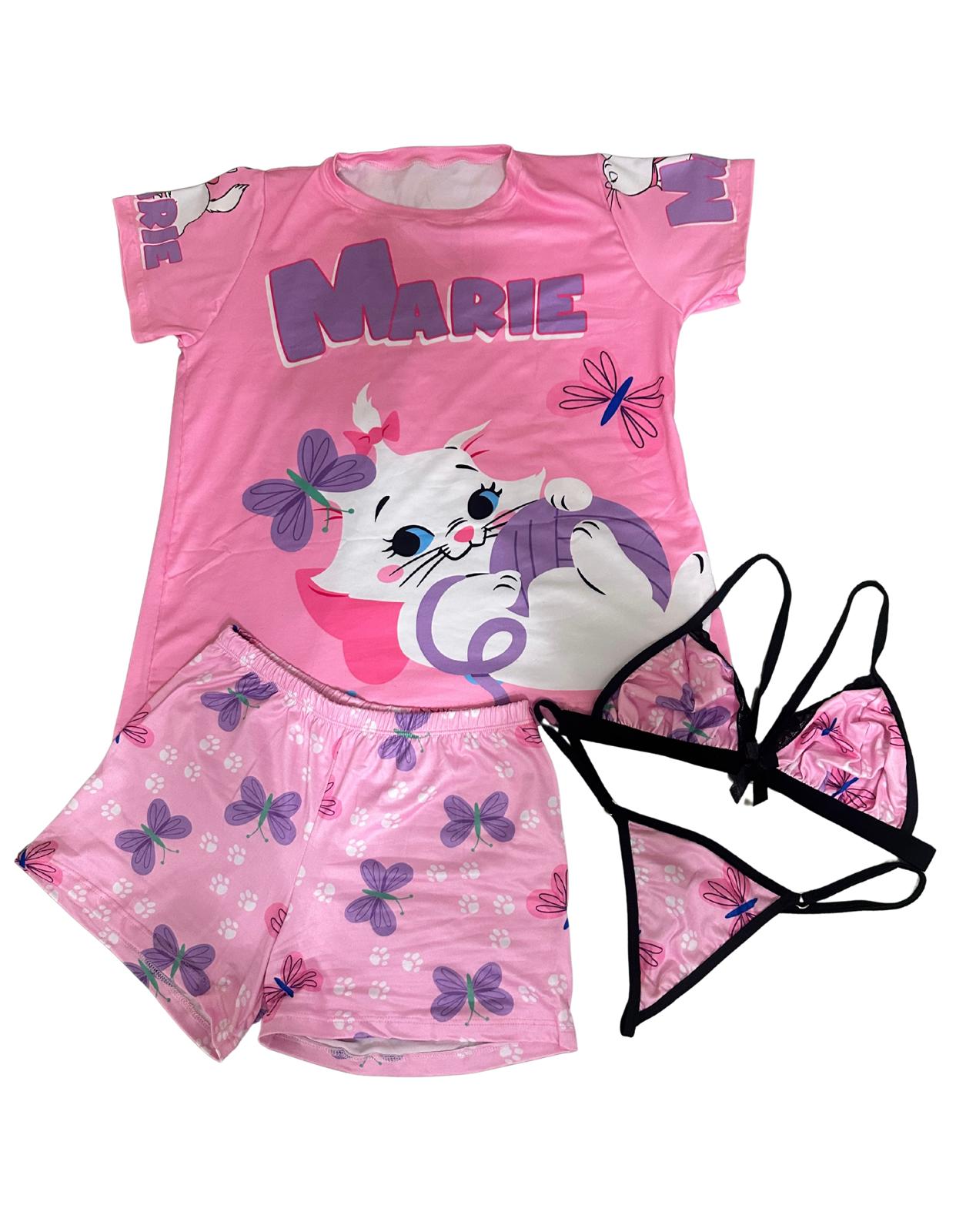 LM PAJAMA 4 PIECE OVERSIZE T-SHIRT SHORTS