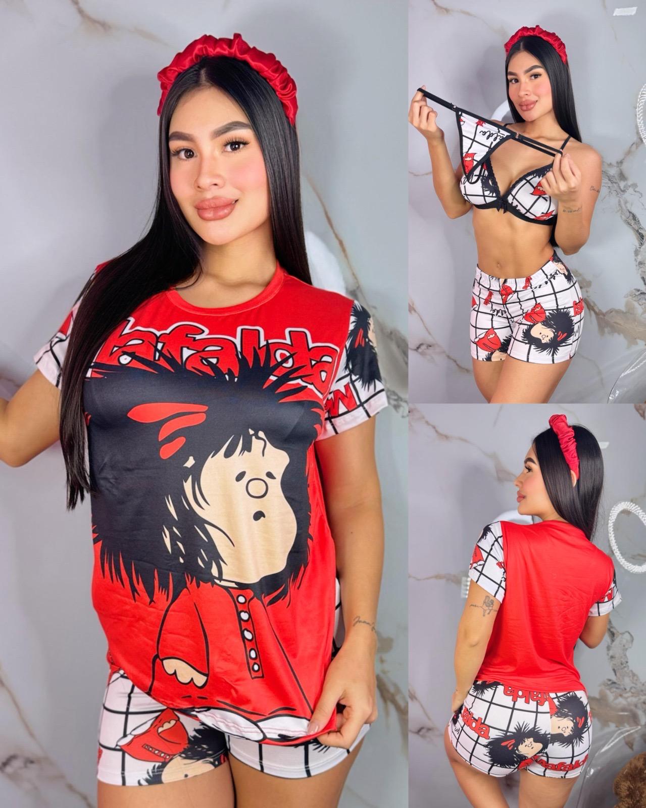 LM PAJAMA 4 PIECE OVERSIZE T-SHIRT SHORTS