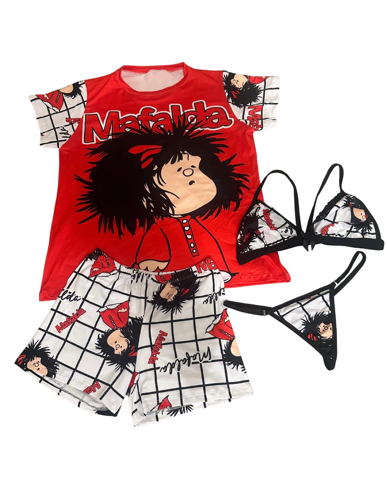 LM PAJAMA 4 PIECE OVERSIZE T-SHIRT SHORTS